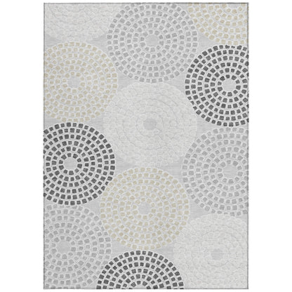 Tabselect Home Line 5' X 8' Gray And Taupe Geometric Washable Indoor Outdoor Area Rug