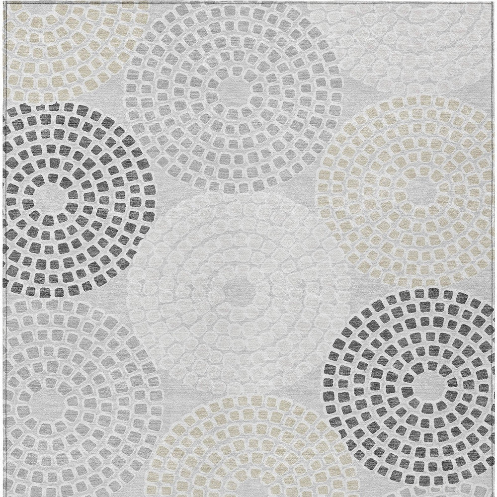 Tabselect Home Line 8' X 10' Gray And Taupe Geometric Washable Indoor Outdoor Area Rug