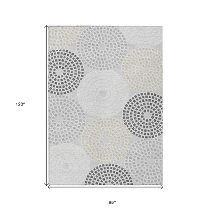 Tabselect Home Line 8' X 10' Gray And Taupe Geometric Washable Indoor Outdoor Area Rug