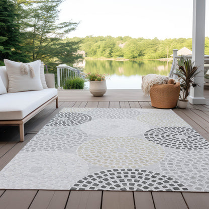 Tabselect Home Line 8' X 10' Gray And Taupe Geometric Washable Indoor Outdoor Area Rug