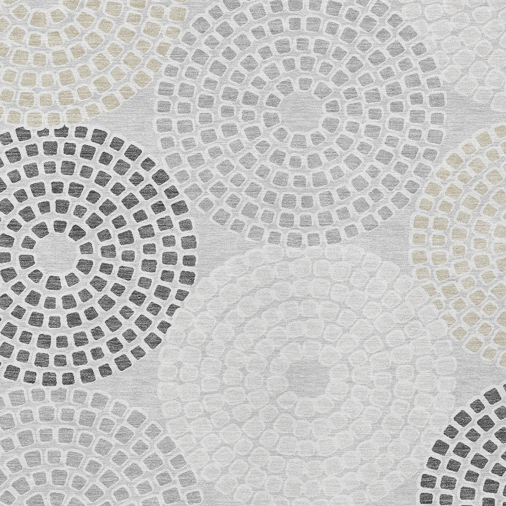 Tabselect Home Line 8' X 10' Gray And Taupe Geometric Washable Indoor Outdoor Area Rug