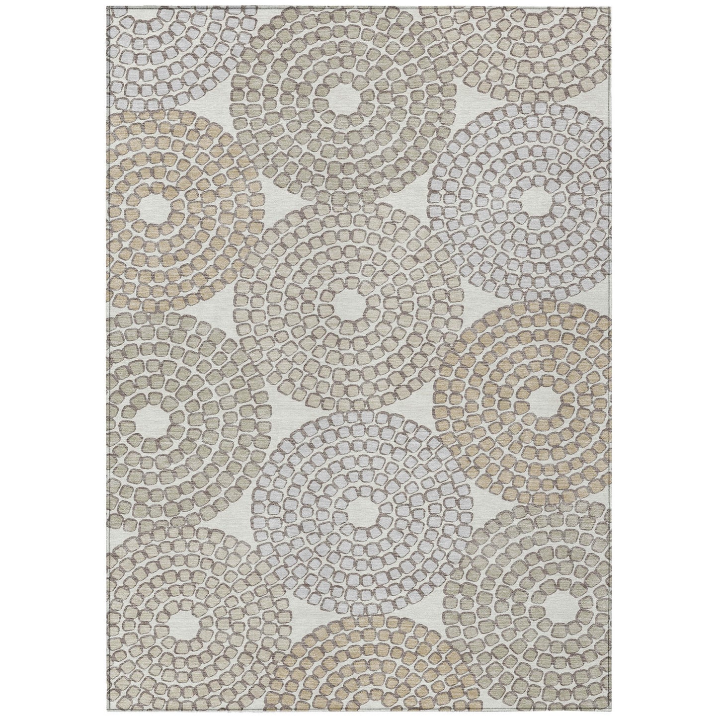 Tabselect Home Line 5' X 8' Ivory Brown And Gray Geometric Washable Indoor Outdoor Area Rug