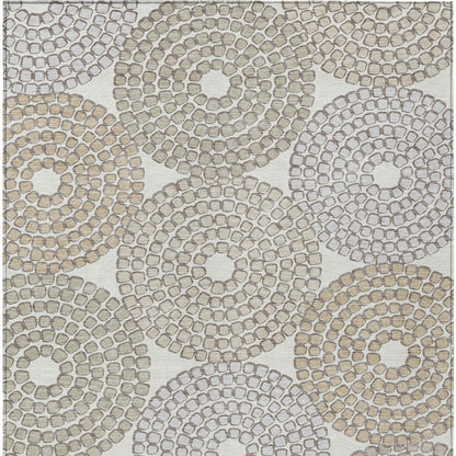 Tabselect Home Line 8' X 10' Ivory Brown And Gray Geometric Washable Indoor Outdoor Area Rug