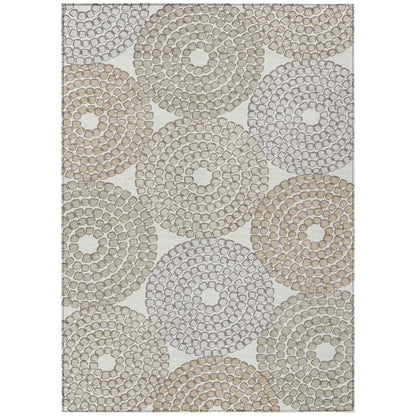 Tabselect Home Line 8' X 10' Ivory Brown And Gray Geometric Washable Indoor Outdoor Area Rug