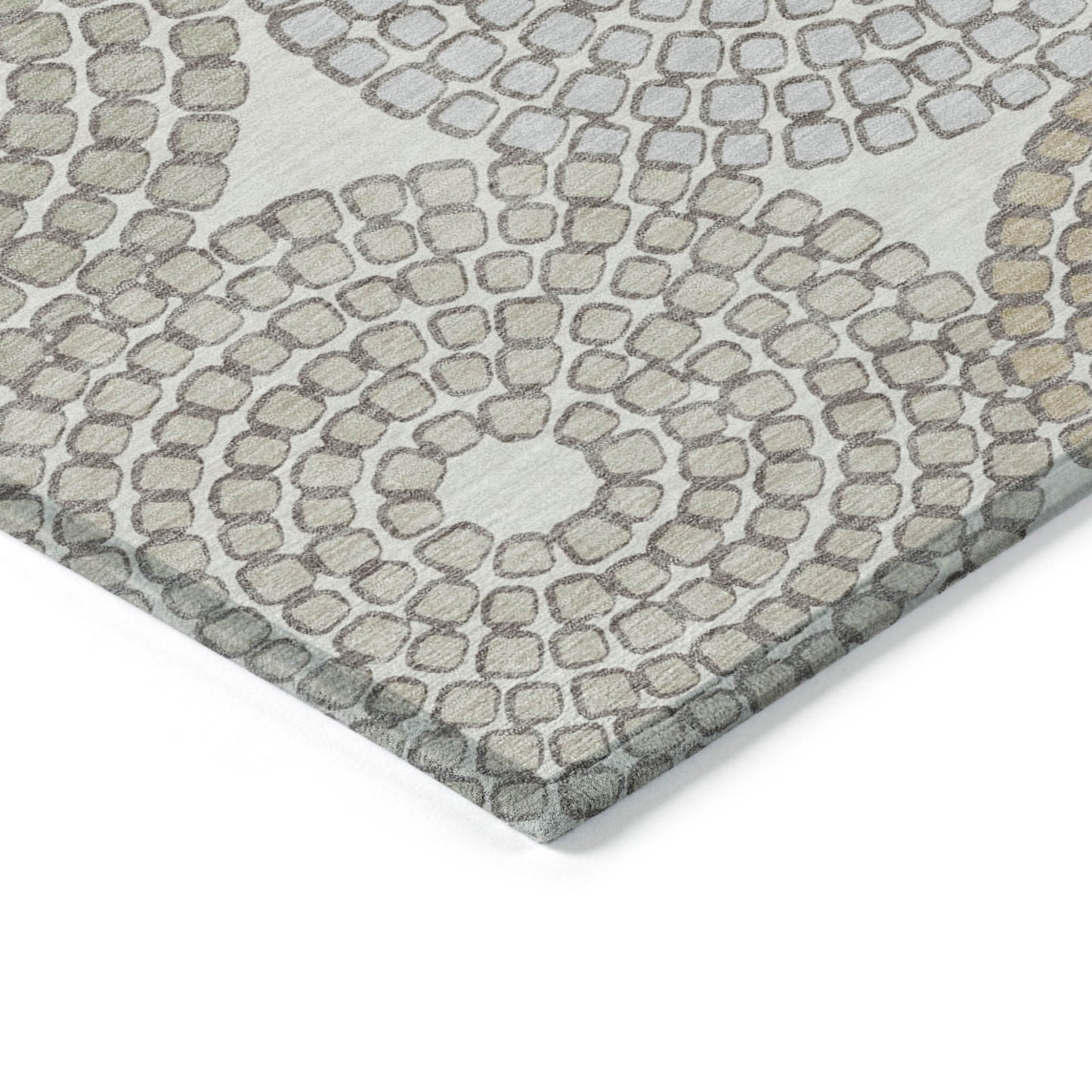 Tabselect Home Line 8' X 10' Ivory Brown And Gray Geometric Washable Indoor Outdoor Area Rug