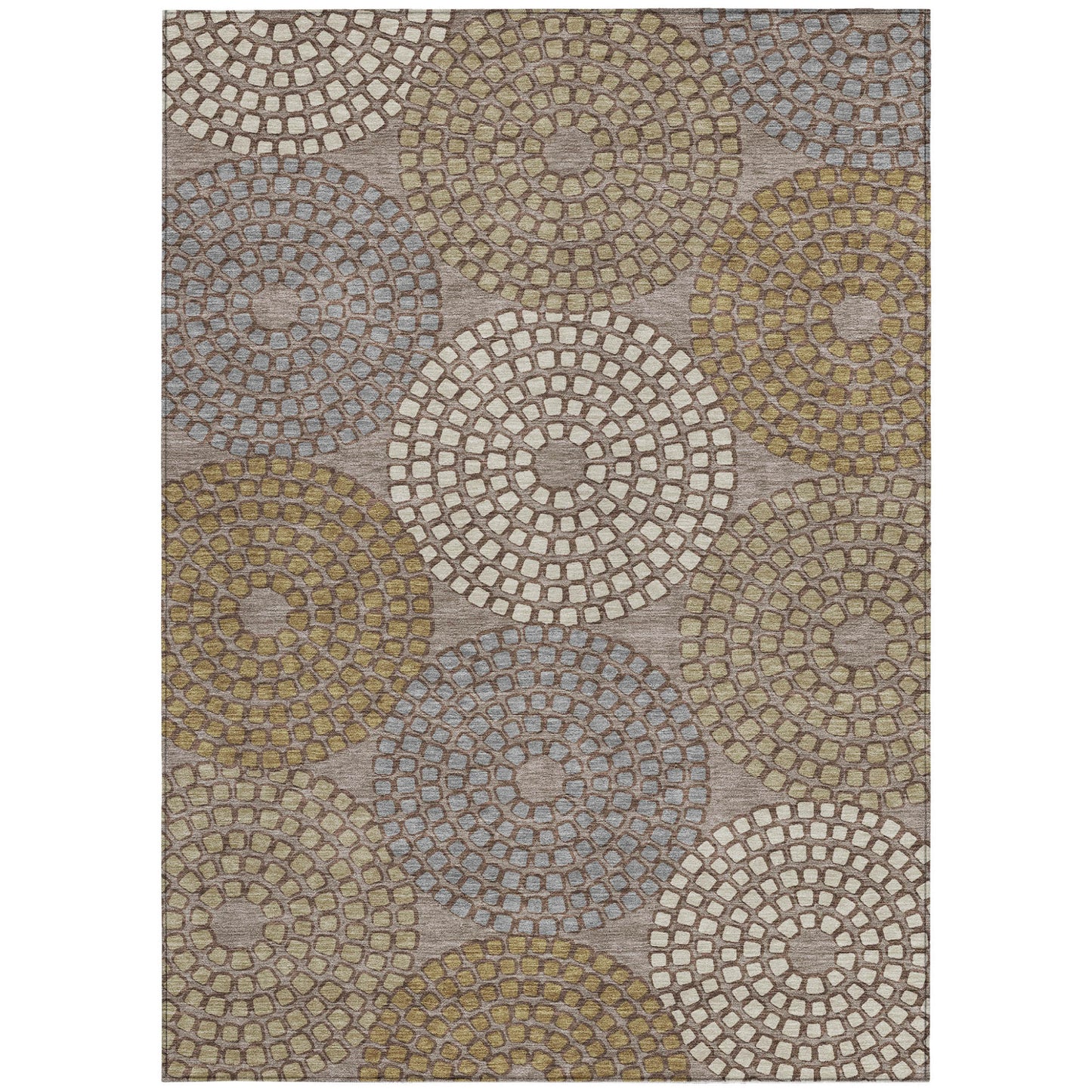 Tabselect Home Line 8' X 10' Taupe Beige And Green Geometric Washable Indoor Outdoor Area Rug