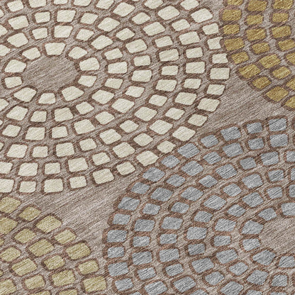 Tabselect Home Line 8' X 10' Taupe Beige And Green Geometric Washable Indoor Outdoor Area Rug