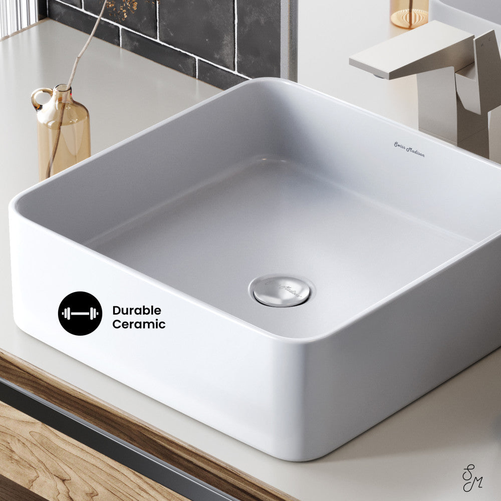 Swiss Madison Concorde Ceramic Square Vessel Sink