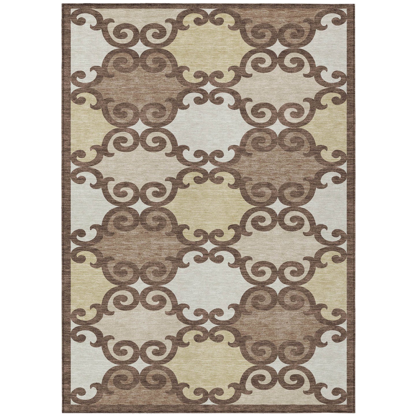 Tabselect Home Line 5' X 8' Brown And Beige Trellis Washable Indoor Outdoor Area Rug