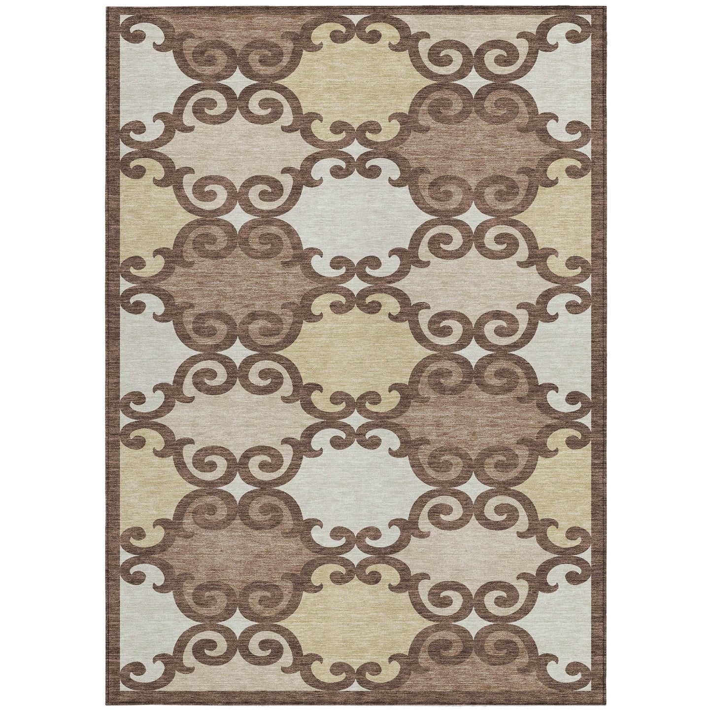 Tabselect Home Line 5' X 8' Brown And Beige Trellis Washable Indoor Outdoor Area Rug