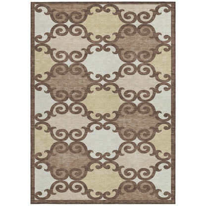 Tabselect Home Line 5' X 8' Brown And Beige Trellis Washable Indoor Outdoor Area Rug