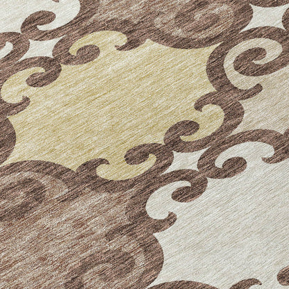 Tabselect Home Line 8' Brown And Beige Round Trellis Washable Indoor Outdoor Area Rug