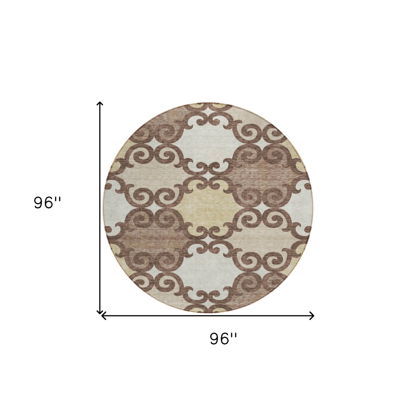 Tabselect Home Line 8' Brown And Beige Round Trellis Washable Indoor Outdoor Area Rug