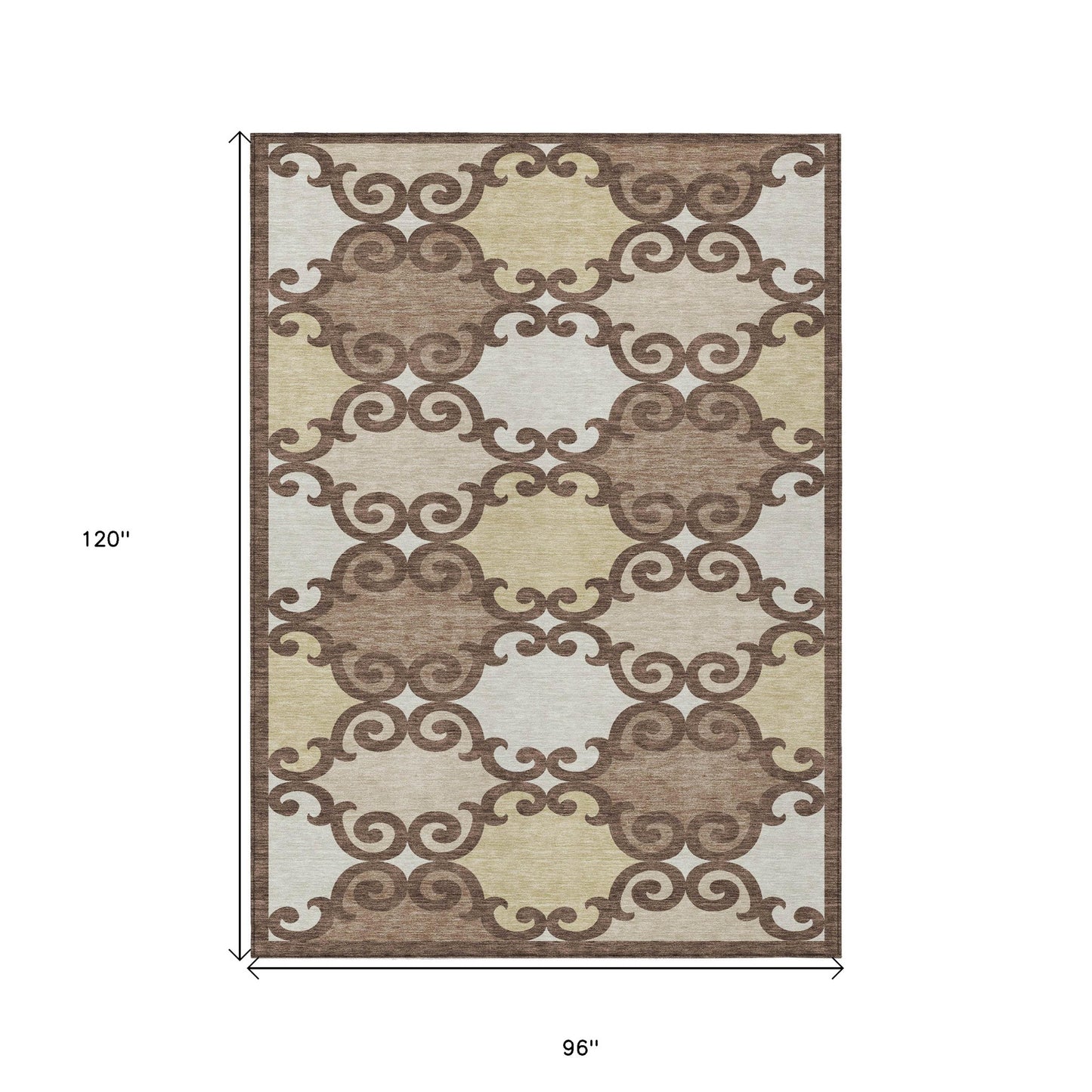 Tabselect Home Line 8' X 10' Brown And Beige Trellis Washable Indoor Outdoor Area Rug