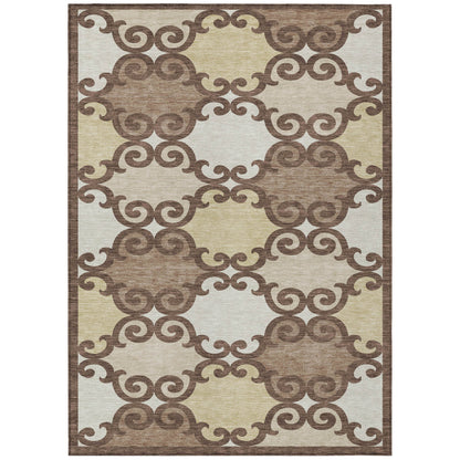 Tabselect Home Line 8' X 10' Brown And Beige Trellis Washable Indoor Outdoor Area Rug