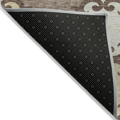 Tabselect Home Line 8' X 10' Brown And Beige Trellis Washable Indoor Outdoor Area Rug