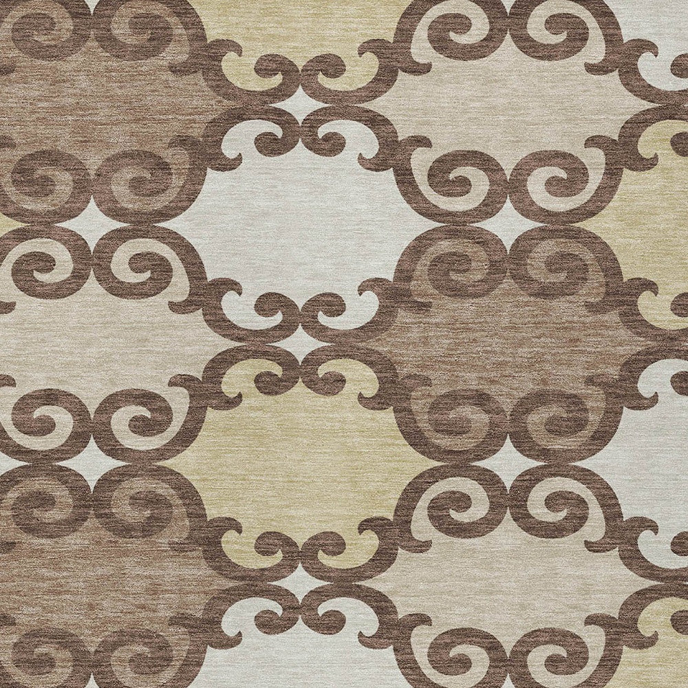 Tabselect Home Line 8' X 10' Brown And Beige Trellis Washable Indoor Outdoor Area Rug