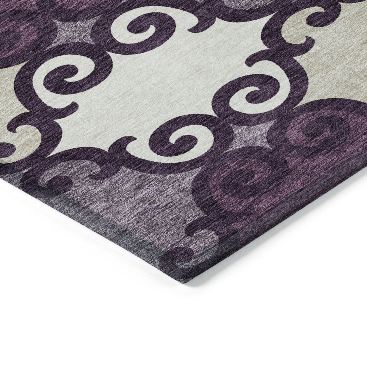 Tabselect Home Line 5' X 8' Eggplant And Ivory Trellis Washable Indoor Outdoor Area Rug