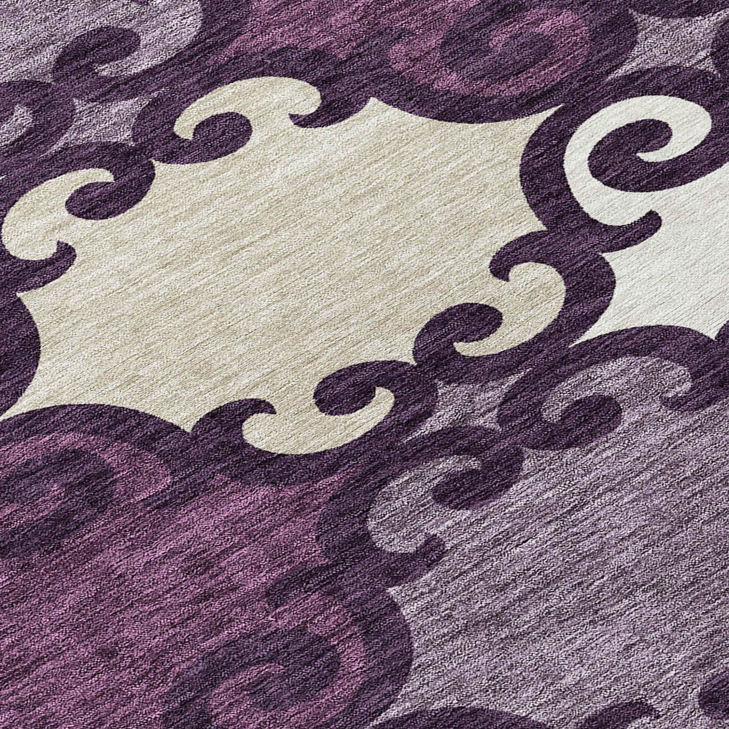 Tabselect Home Line 8' Eggplant And Ivory Round Trellis Washable Indoor Outdoor Area Rug