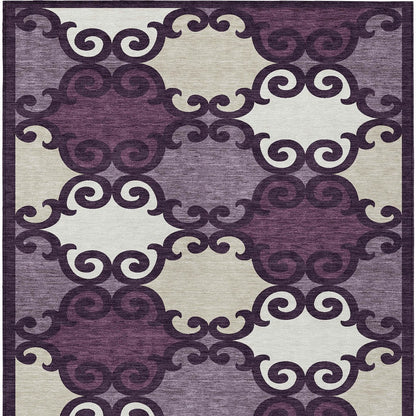 Tabselect Home Line 8' X 10' Eggplant And Ivory Trellis Washable Indoor Outdoor Area Rug