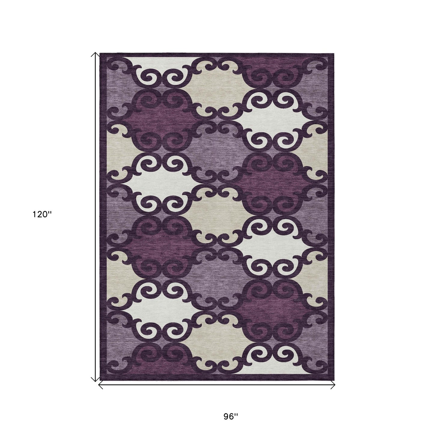 Tabselect Home Line 8' X 10' Eggplant And Ivory Trellis Washable Indoor Outdoor Area Rug