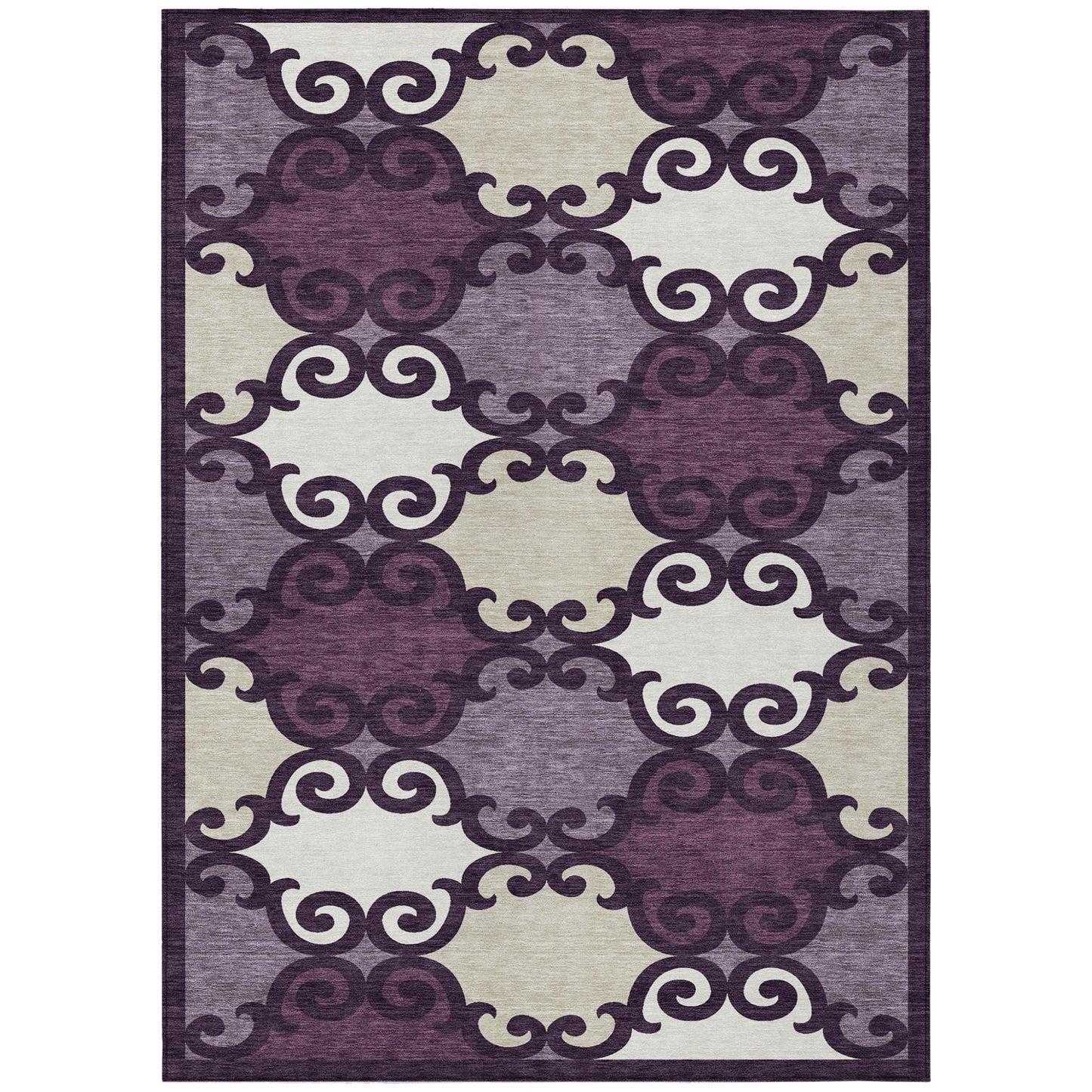Tabselect Home Line 8' X 10' Eggplant And Ivory Trellis Washable Indoor Outdoor Area Rug
