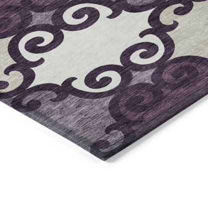 Tabselect Home Line 8' X 10' Eggplant And Ivory Trellis Washable Indoor Outdoor Area Rug