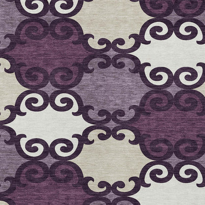 Tabselect Home Line 8' X 10' Eggplant And Ivory Trellis Washable Indoor Outdoor Area Rug