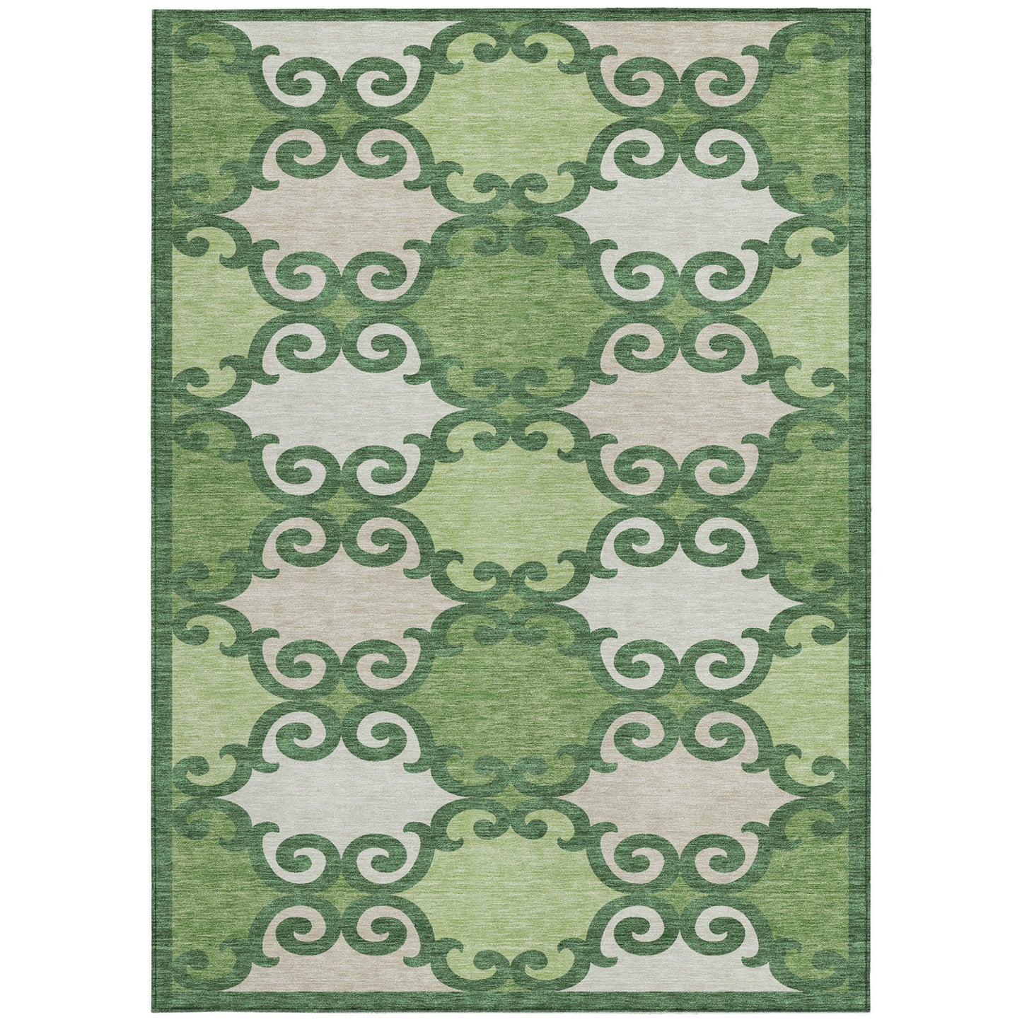 Tabselect Home Line 5' X 8' Green And Ivory Trellis Washable Indoor Outdoor Area Rug
