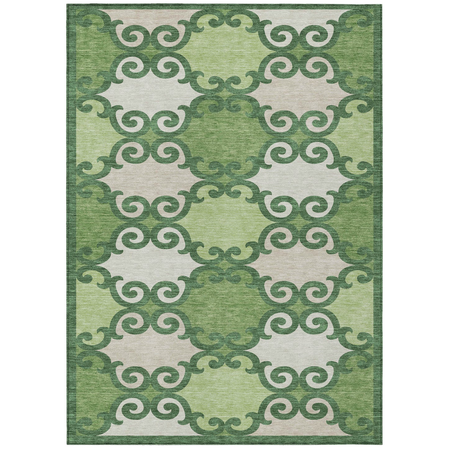 Tabselect Home Line 5' X 8' Green And Ivory Trellis Washable Indoor Outdoor Area Rug