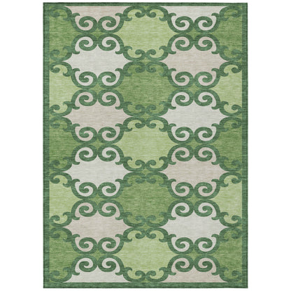 Tabselect Home Line 5' X 8' Green And Ivory Trellis Washable Indoor Outdoor Area Rug