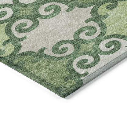 Tabselect Home Line 5' X 8' Green And Ivory Trellis Washable Indoor Outdoor Area Rug