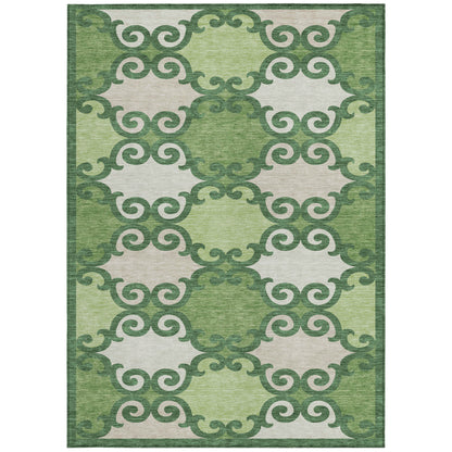 Tabselect Home Line 8' X 10' Green And Ivory Trellis Washable Indoor Outdoor Area Rug