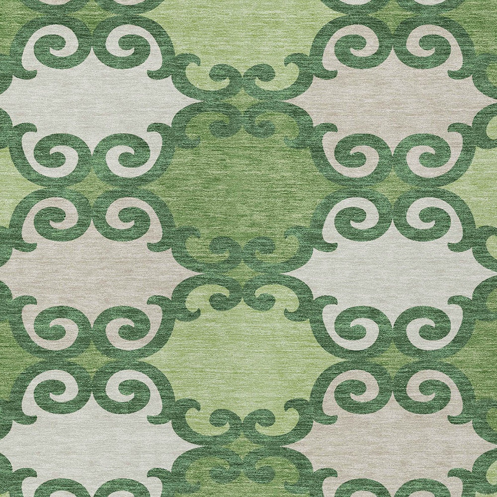 Tabselect Home Line 8' X 10' Green And Ivory Trellis Washable Indoor Outdoor Area Rug