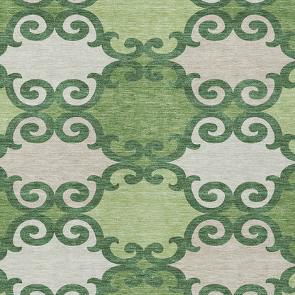 Tabselect Home Line 8' X 10' Green And Ivory Trellis Washable Indoor Outdoor Area Rug