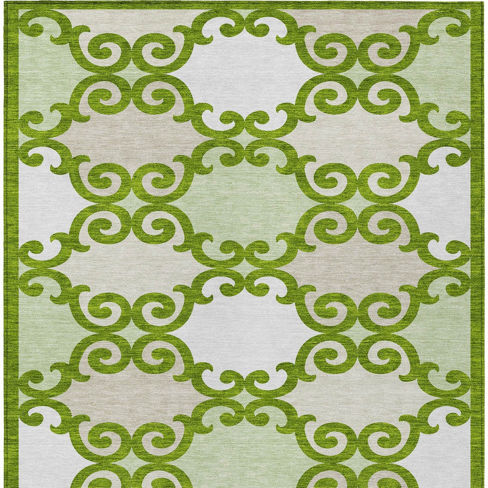 Tabselect Home Line 5' X 8' Lime Green And Ivory Trellis Washable Indoor Outdoor Area Rug