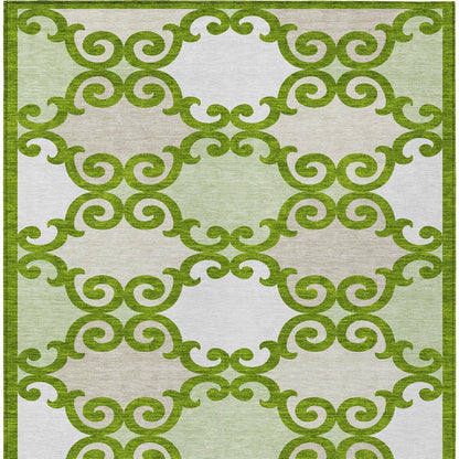 Tabselect Home Line 5' X 8' Lime Green And Ivory Trellis Washable Indoor Outdoor Area Rug