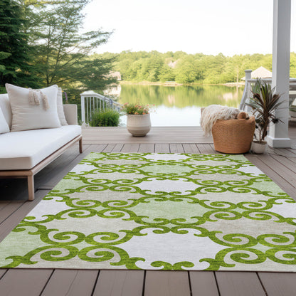 Tabselect Home Line 5' X 8' Lime Green And Ivory Trellis Washable Indoor Outdoor Area Rug