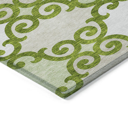 Tabselect Home Line 5' X 8' Lime Green And Ivory Trellis Washable Indoor Outdoor Area Rug