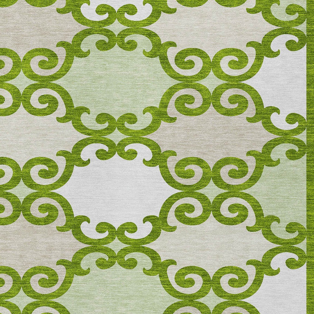 Tabselect Home Line 5' X 8' Lime Green And Ivory Trellis Washable Indoor Outdoor Area Rug
