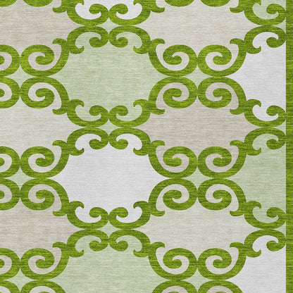 Tabselect Home Line 5' X 8' Lime Green And Ivory Trellis Washable Indoor Outdoor Area Rug