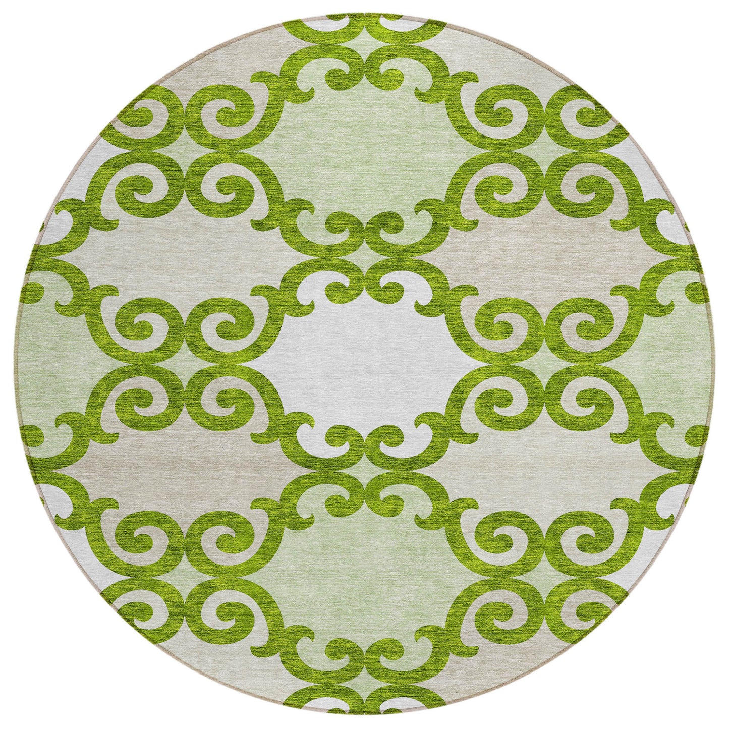 Tabselect Home Line 8' Lime Green And Ivory Round Trellis Washable Indoor Outdoor Area Rug