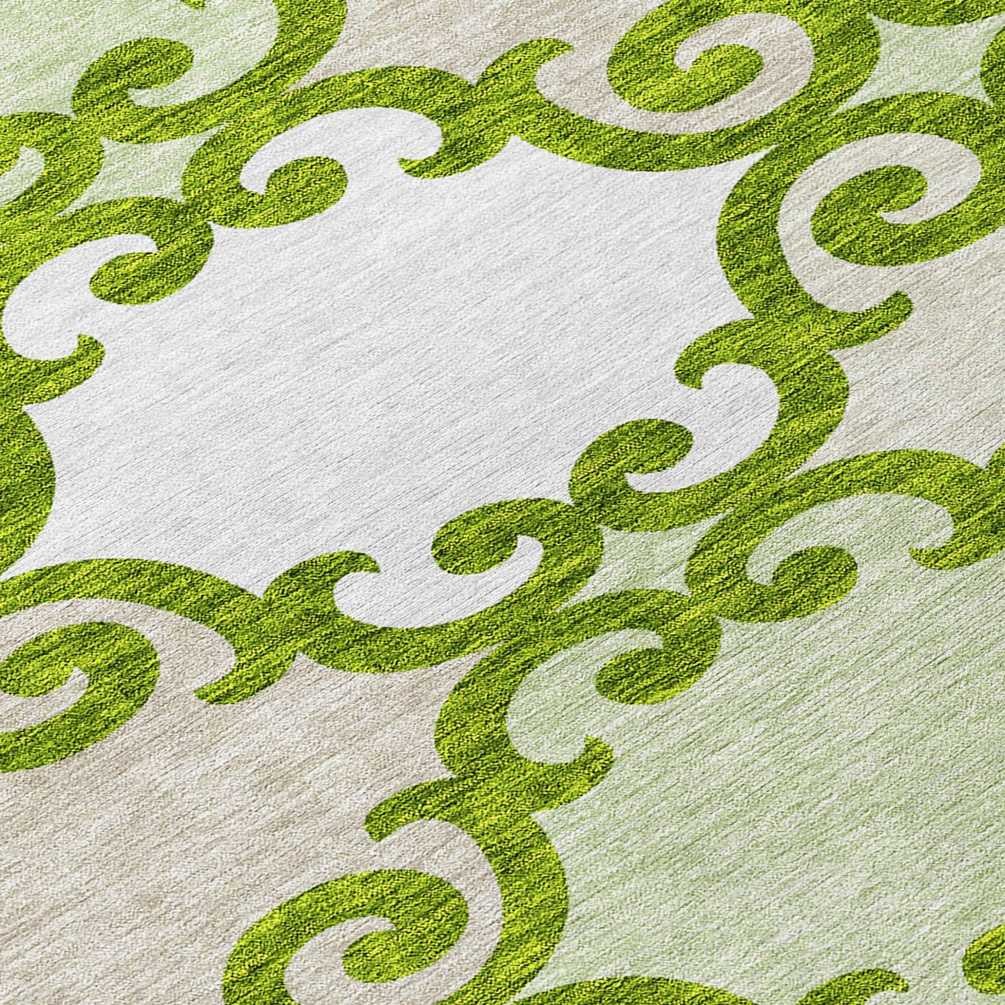 Tabselect Home Line 8' Lime Green And Ivory Round Trellis Washable Indoor Outdoor Area Rug