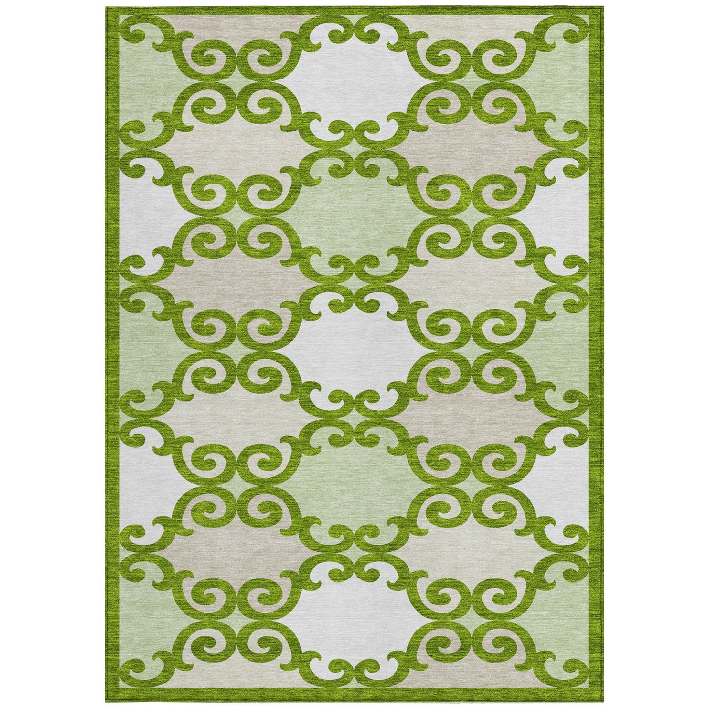 Tabselect Home Line 8' X 10' Lime Green And Ivory Trellis Washable Indoor Outdoor Area Rug