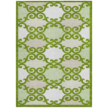 Tabselect Home Line 8' X 10' Lime Green And Ivory Trellis Washable Indoor Outdoor Area Rug