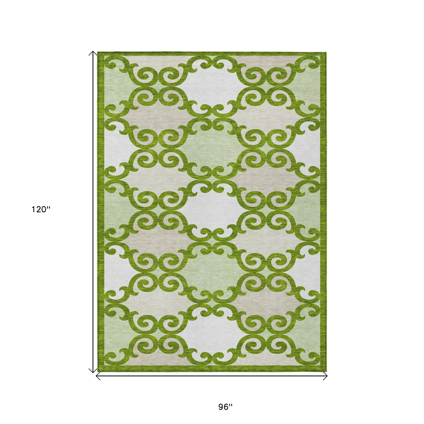 Tabselect Home Line 8' X 10' Lime Green And Ivory Trellis Washable Indoor Outdoor Area Rug