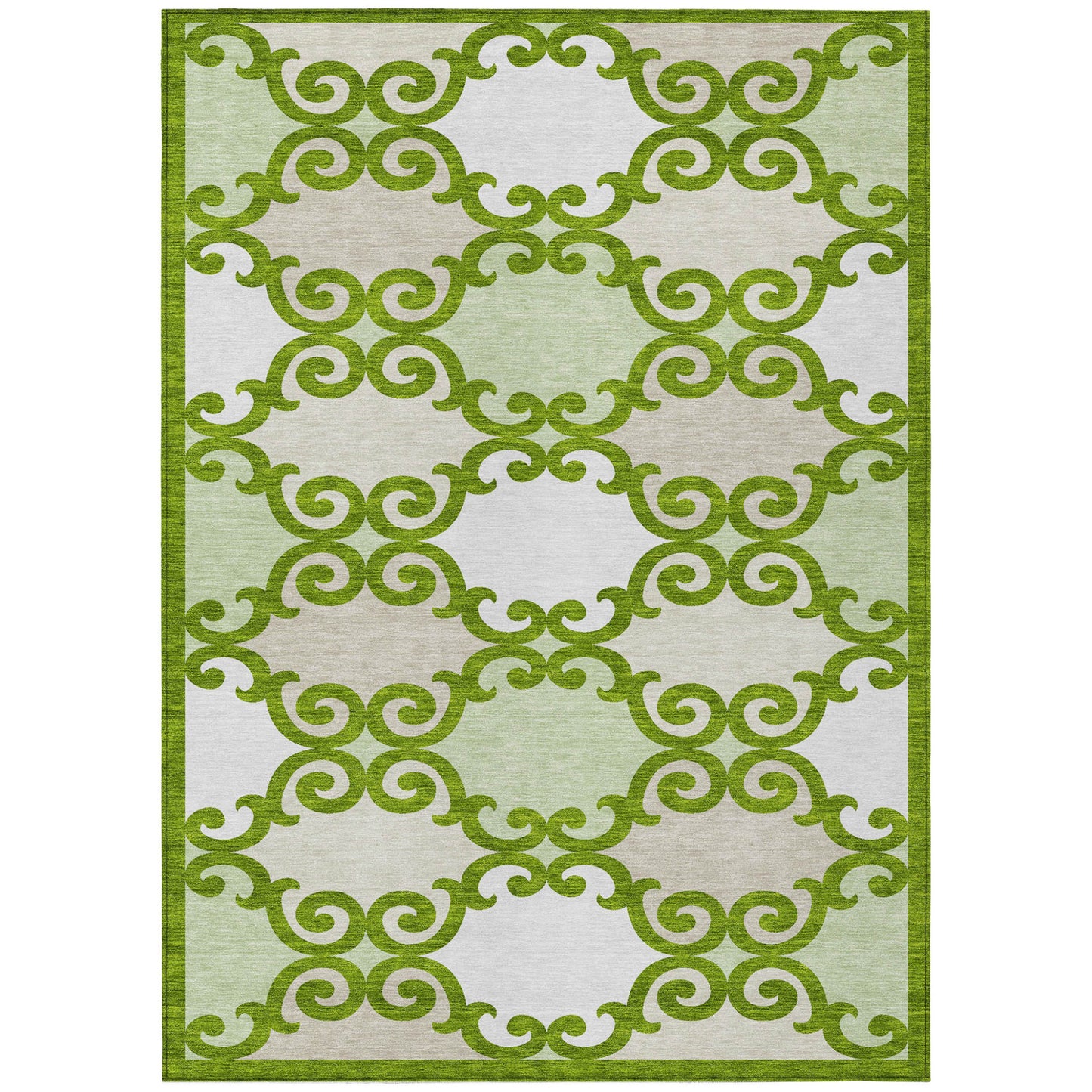 Tabselect Home Line 8' X 10' Lime Green And Ivory Trellis Washable Indoor Outdoor Area Rug