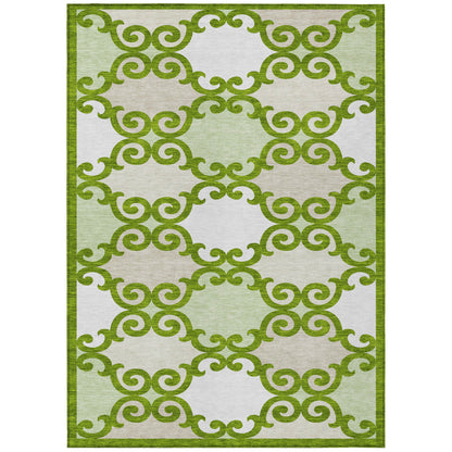 Tabselect Home Line 8' X 10' Lime Green And Ivory Trellis Washable Indoor Outdoor Area Rug