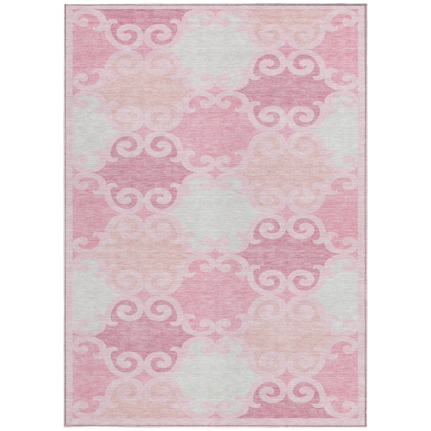 Tabselect Home Line 5' X 8' Pink And Gray Trellis Washable Indoor Outdoor Area Rug