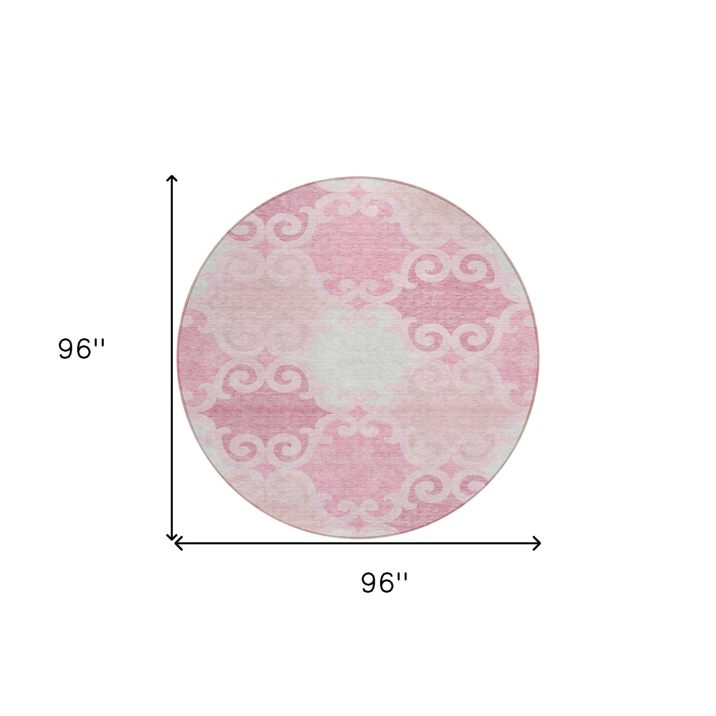Tabselect Home Line 8' Pink And Gray Round Trellis Washable Indoor Outdoor Area Rug
